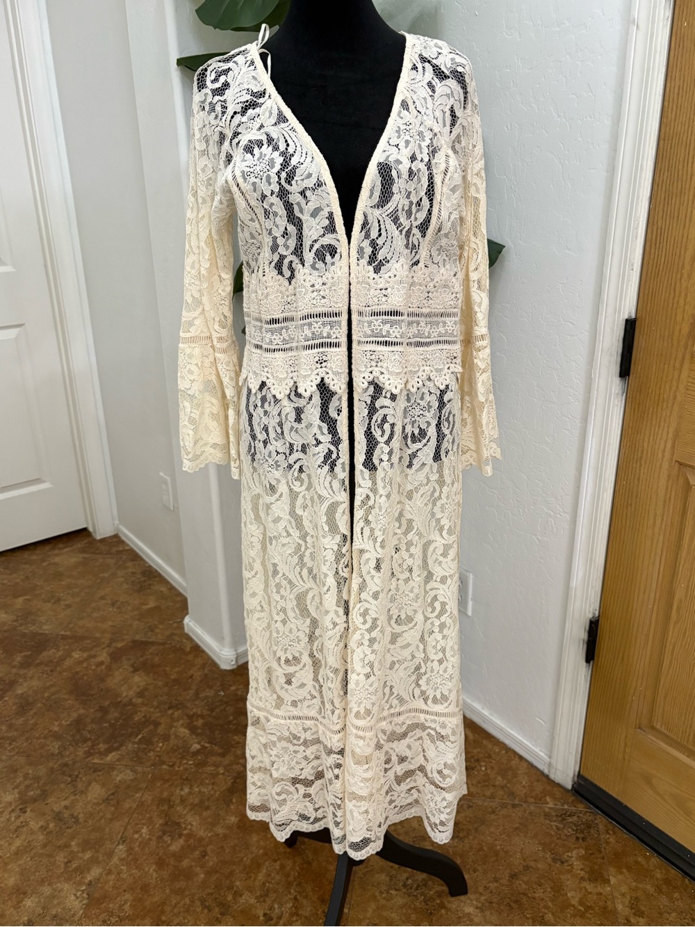 Adiva Ivory Lace Long Dress Cover-Up